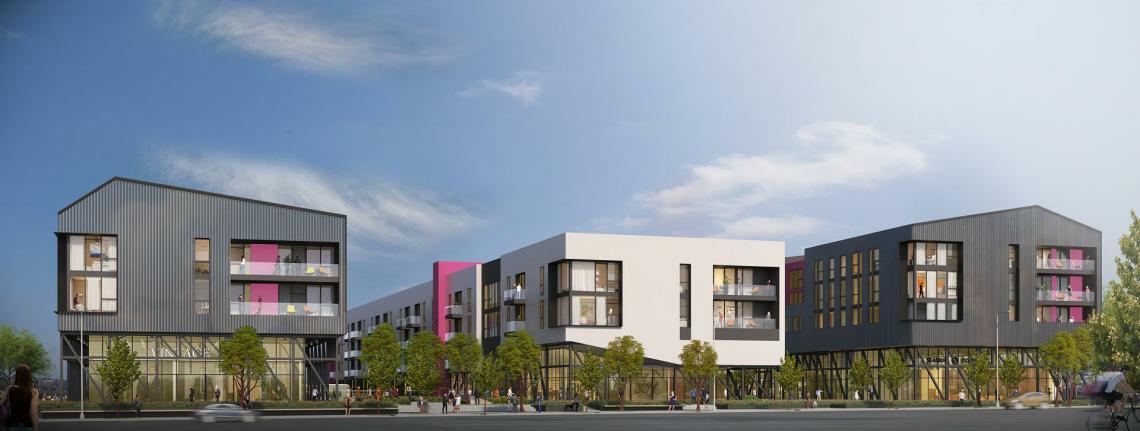 Exterior of mixed-use development starts to take shape at 141 N
